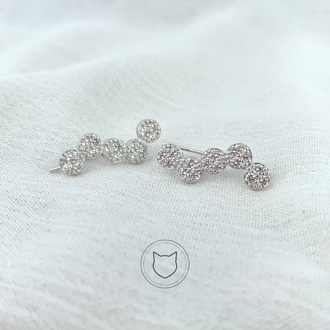 ​ARETES TREPADORES DE PLATA 925 Y CRISTALES EN MICROPAVÉ AR1971L25