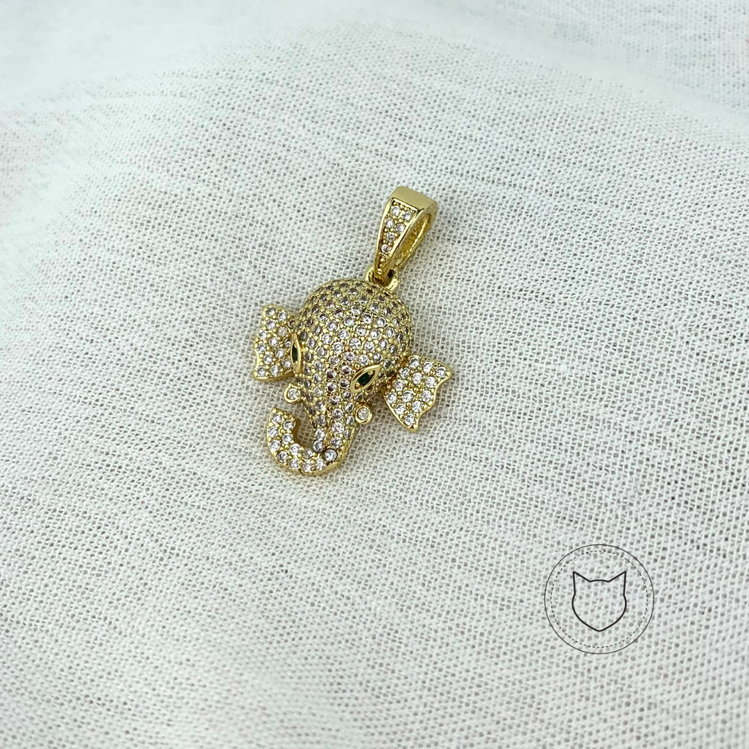 ​DIJE DE BAÑO DE ORO Y CRISTALES ELEFANTE DI0543G30