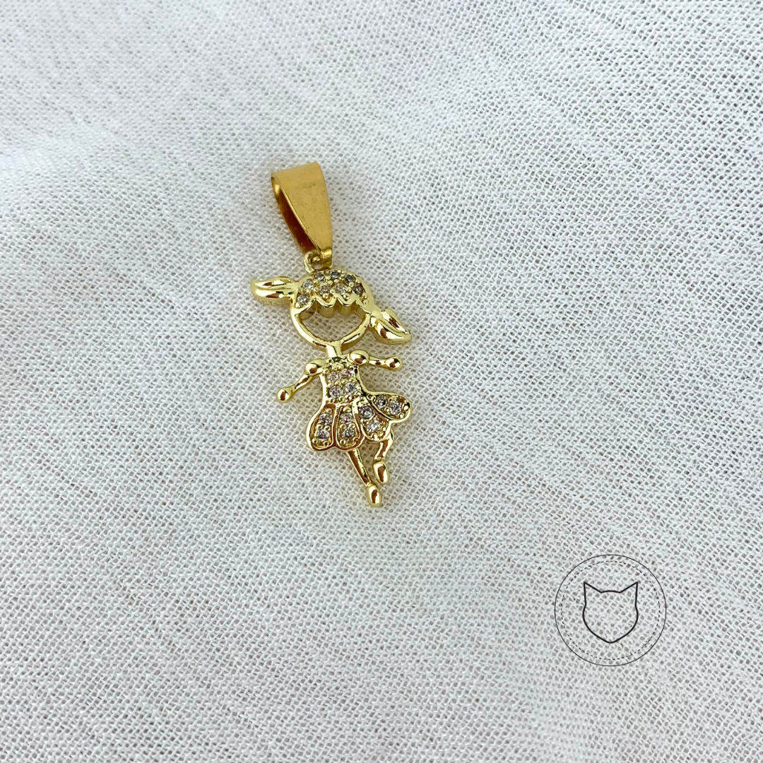 DIJE DE BAÑO DE ORO Y CRISTALES BAILARINA DI0559G44