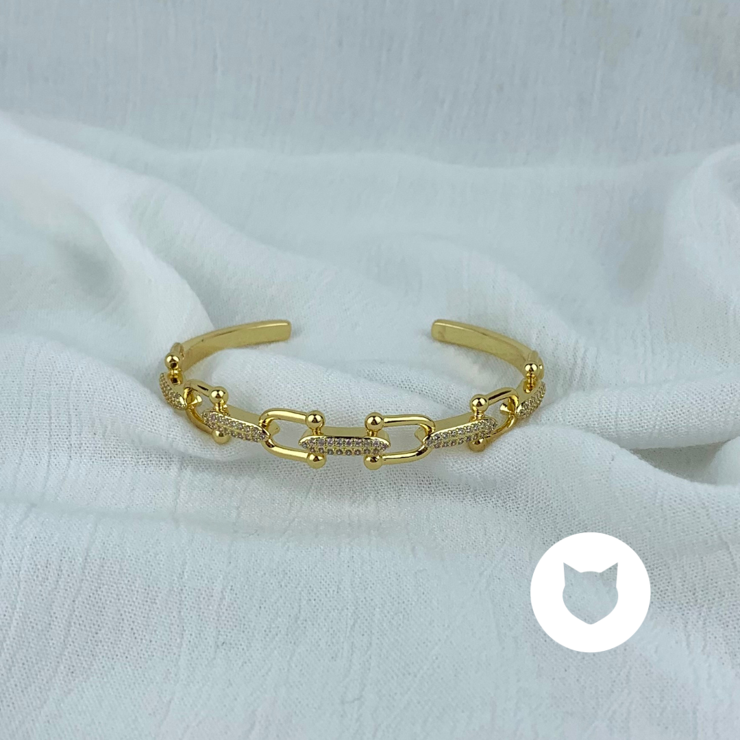 BRAZALETE DE BAÑO DE ORO Y CRISTALES PU1640G30