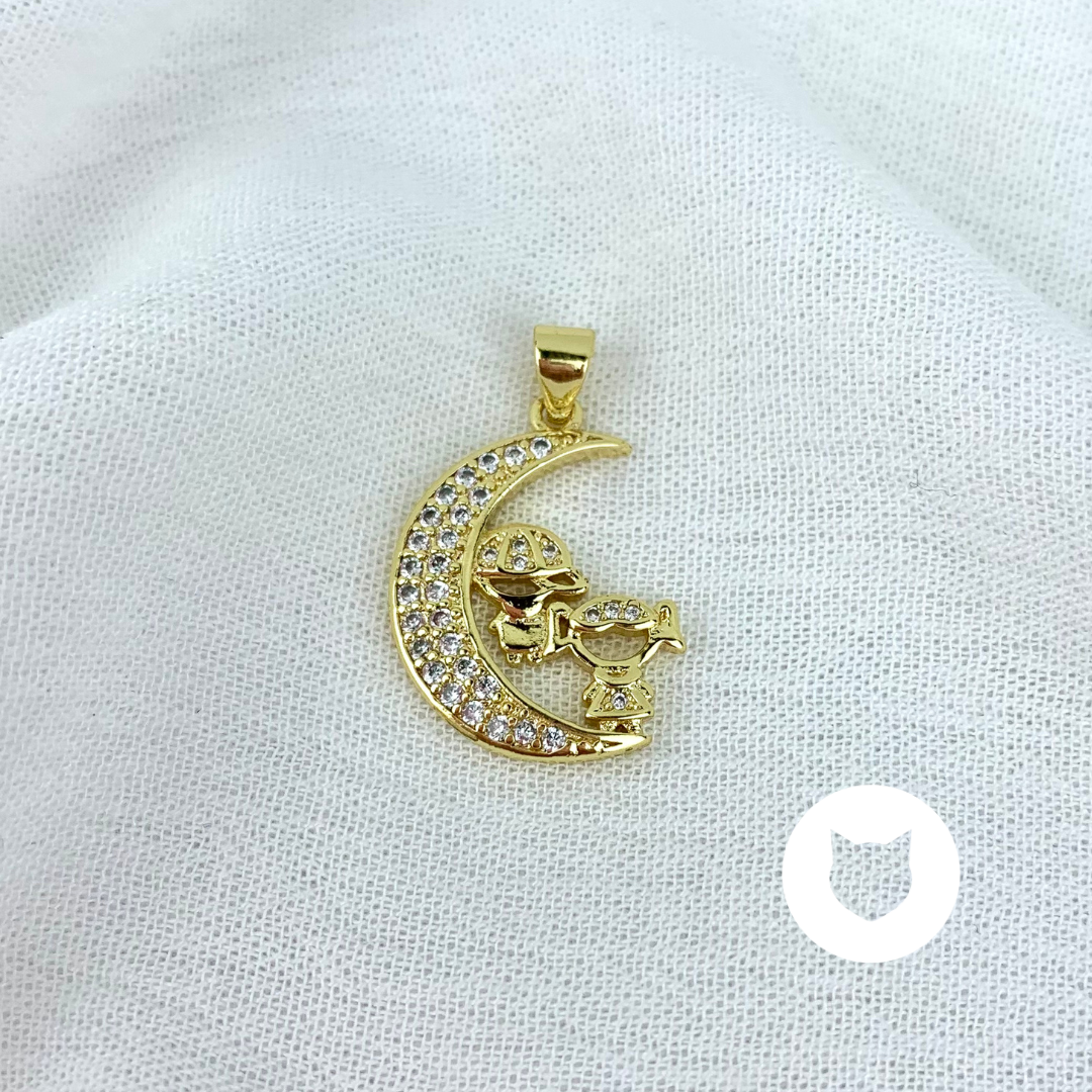 DIJE DE BA?O DE ORO Y CRISTALES LUNA DI0725G30