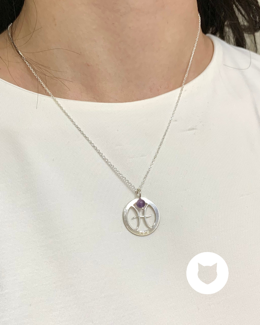 COLLAR DE PLATA 925 Y AMATISTA SIGNO PISCIS CO1708L26