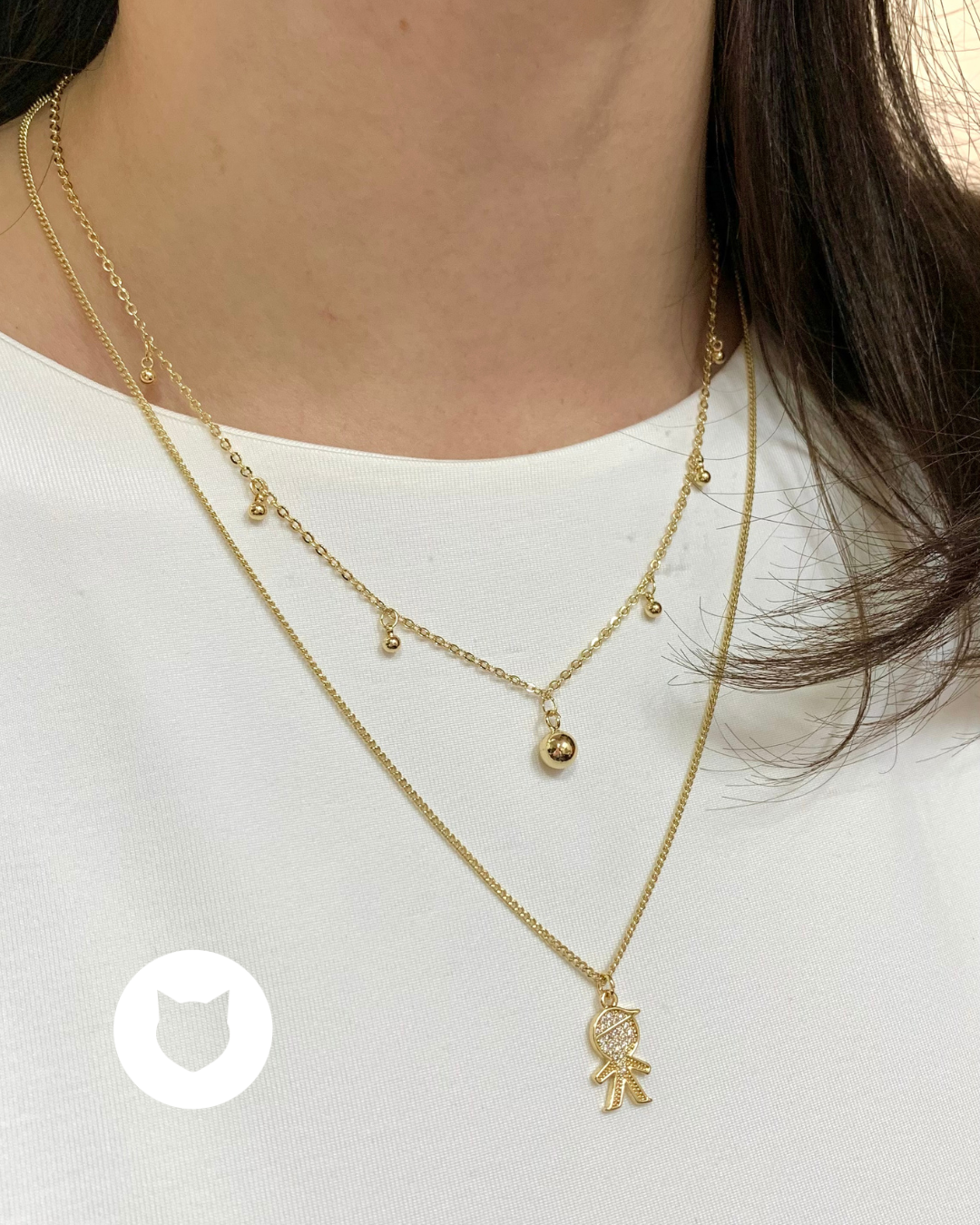 COLLAR DE BAÑO DE ORO Y CRISTALES NIÑO CO1717G34