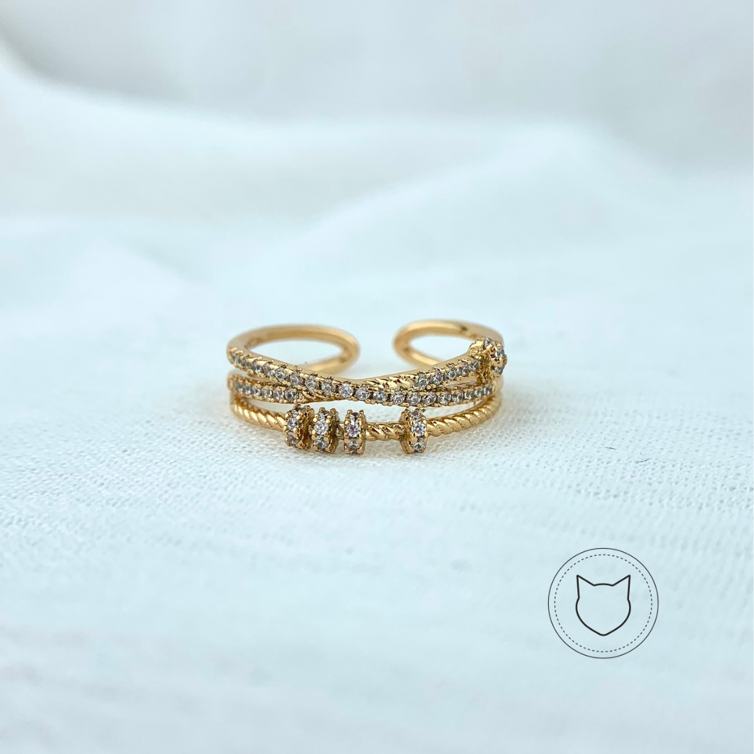 ANILLO DE BAÑO DE ORO Y CRISTALES TALLA 8 AN2695G37