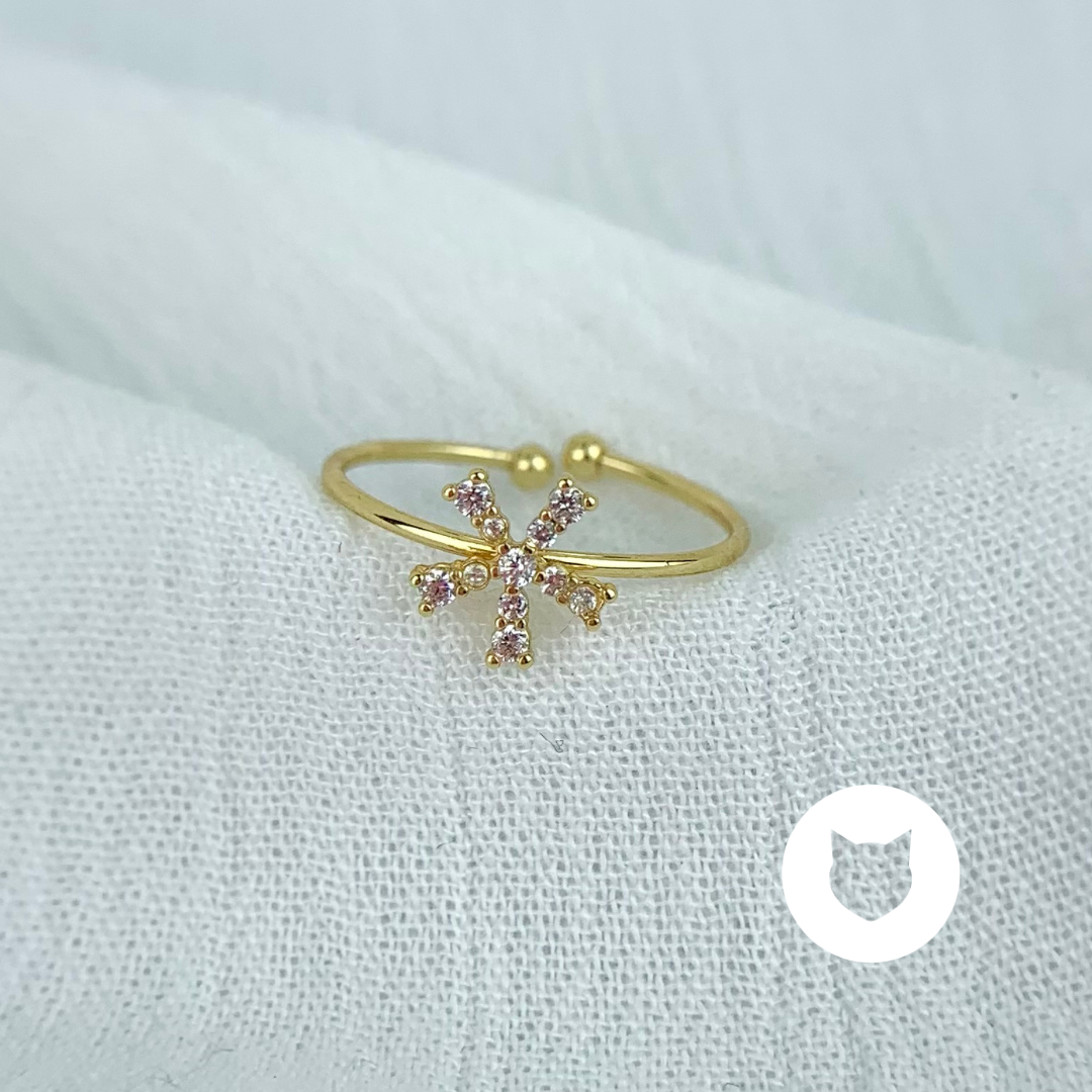 ANILLO DE BAÑO DE ORO Y CRISTALES FLOR AN3464G36