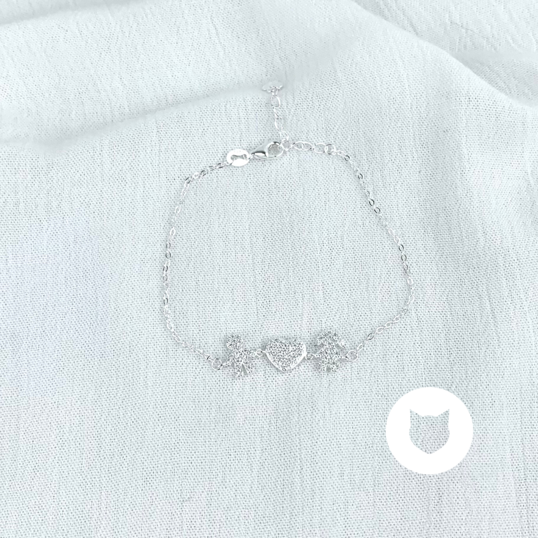 PULSERA DE PLATA 925 Y CRISTALES CORAZÓN PU1657L24