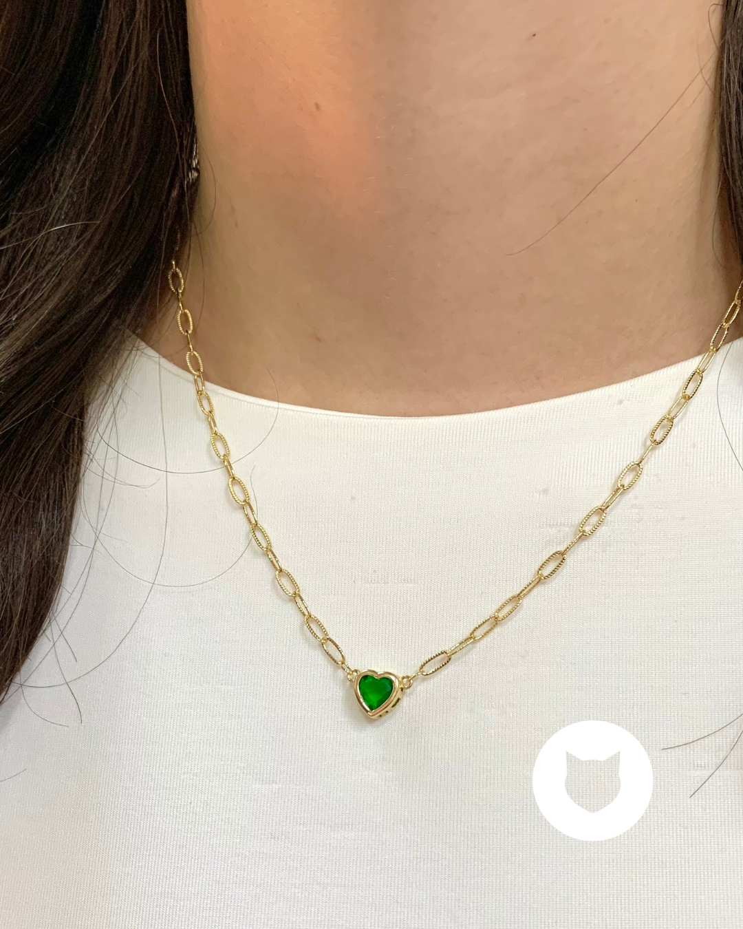 COLLAR DE BAÑO DE ORO Y CRISTALES CORAZÓN CO1716G33