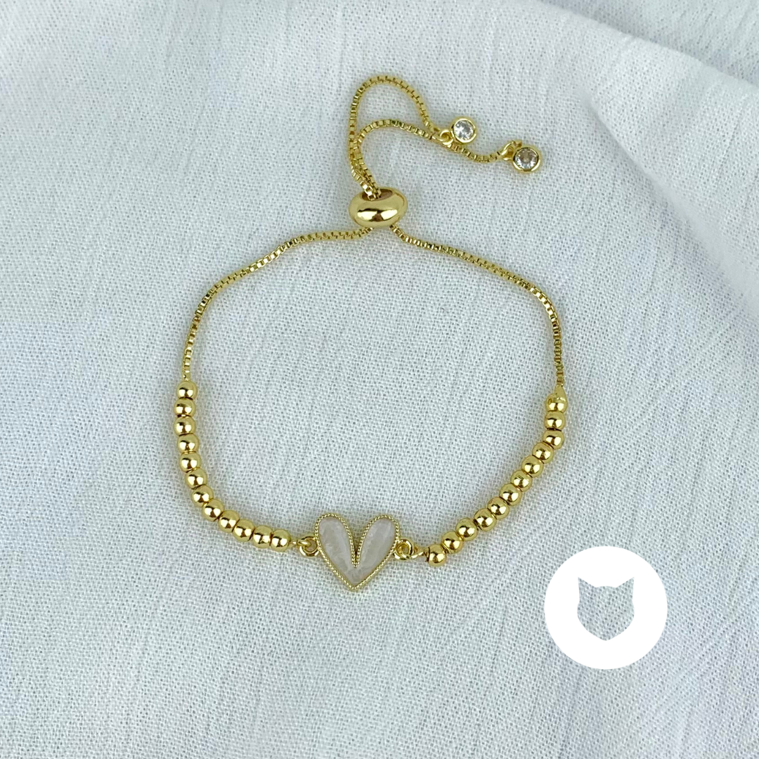 PULSERA DE BAÑO DE ORO Y CRISTALES CORAZÓN PU1689G36