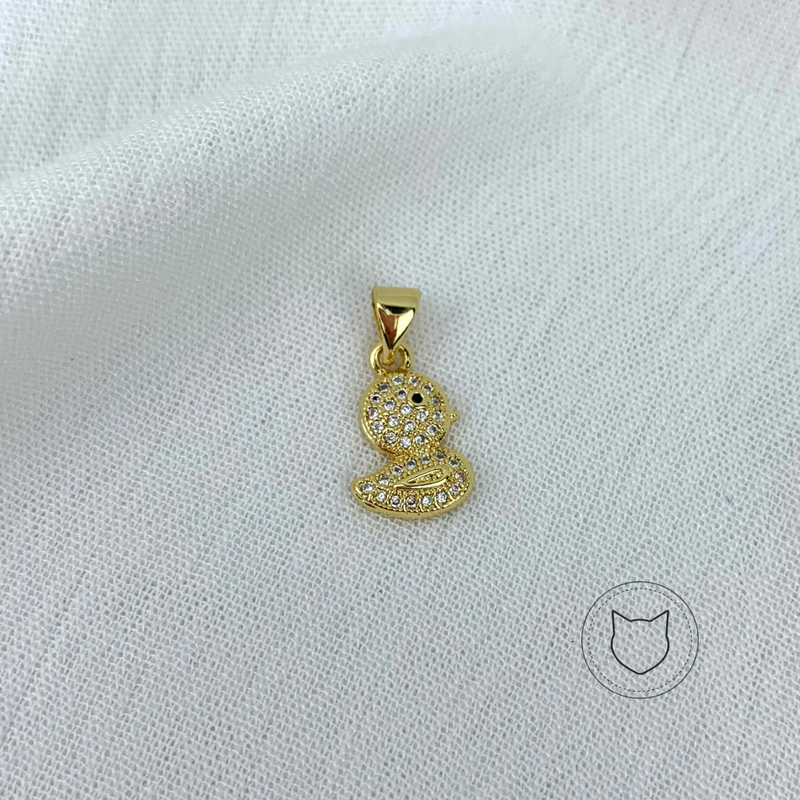DIJE DE BAÑO DE ORO Y CRISTALES PATO DI0630G43