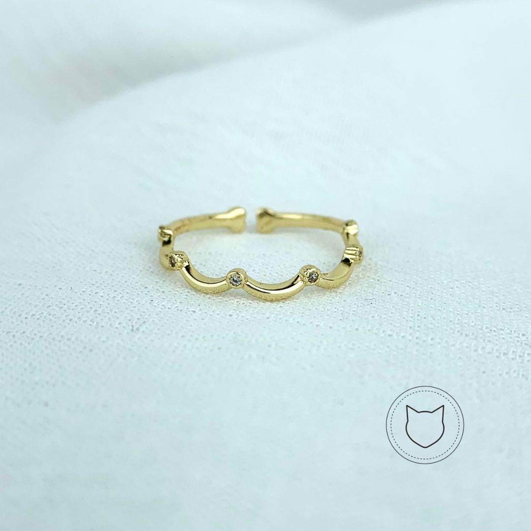 ANILLO DE BAÑO DE ORO Y CRISTALES TALLA AJUSTABLE AN3101G54