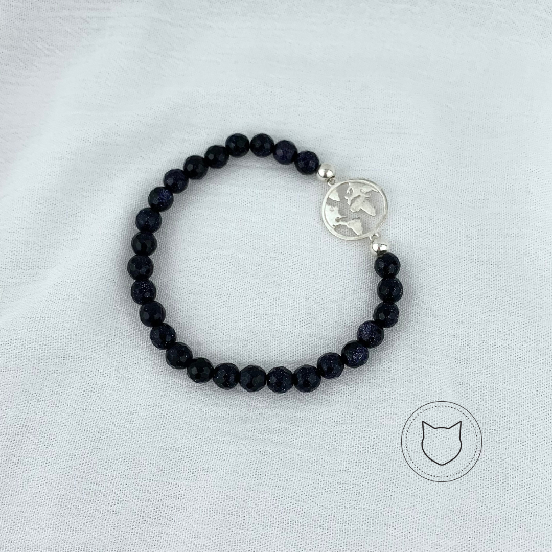 PULSERA DE PLATA 925 Y AVENTURINA OSCURA PU1374F40