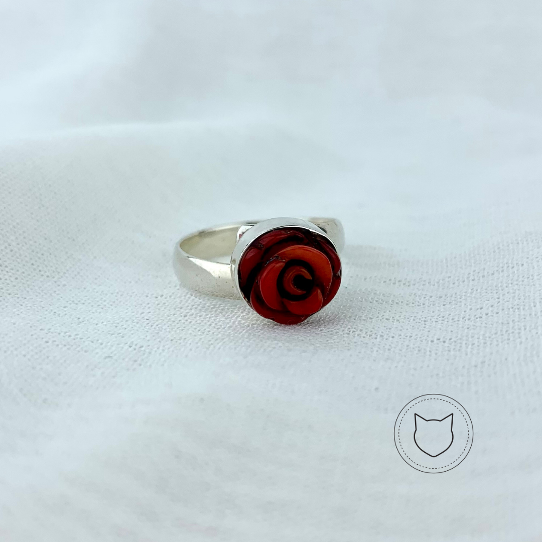ANILLO DE PLATA 925 Y CORAL TALLA AJUSTABLE AN2819M38