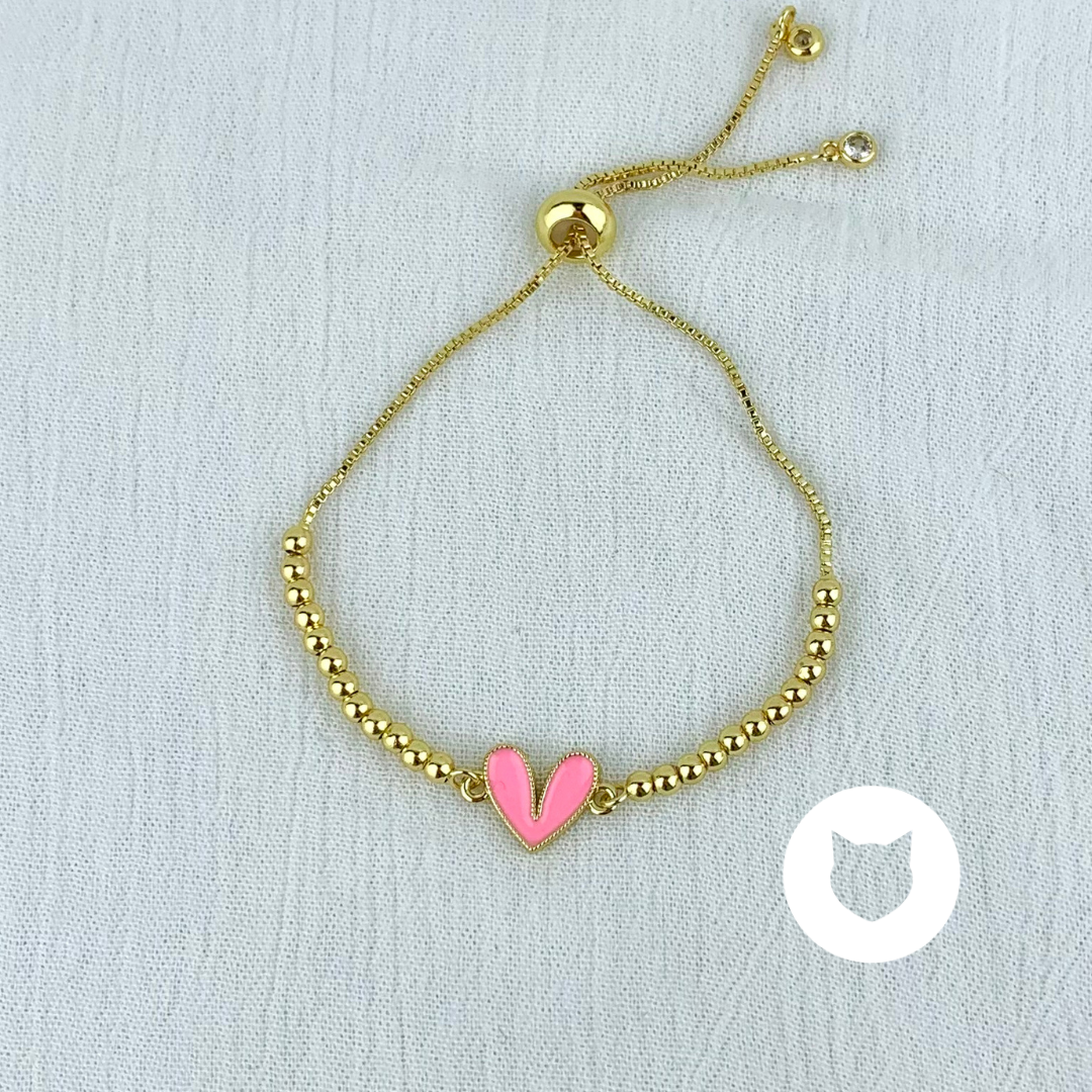 PULSERA DE BAÑO DE ORO Y CRISTALES CORAZÓN PU1695G36