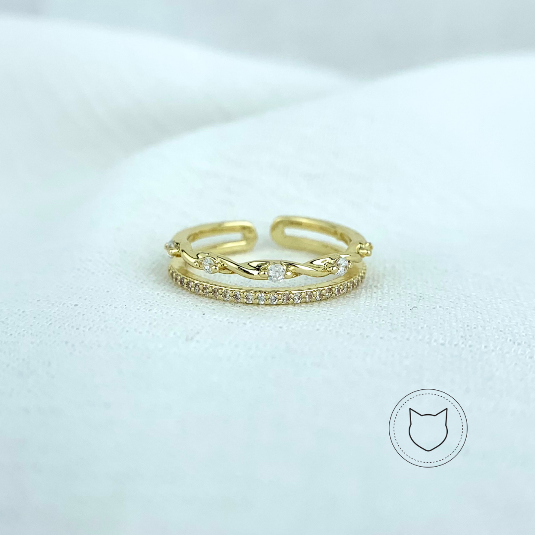 ANILLO DE BAÑO DE ORO Y CRISTALES TALLA AJUSTABLE AN3111G32