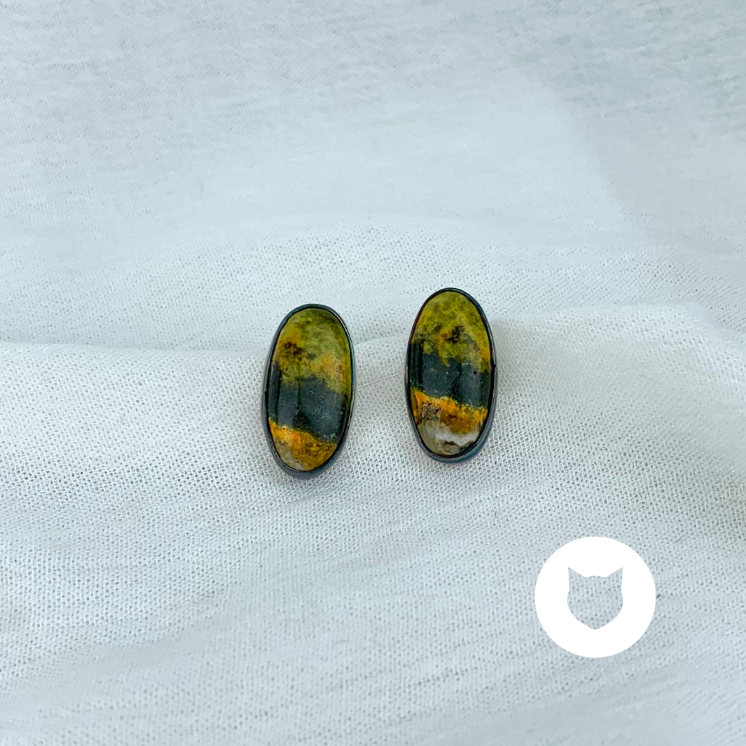 ARETES DE PLATA 925  Y JASPE ABEJORRO AR2532M28