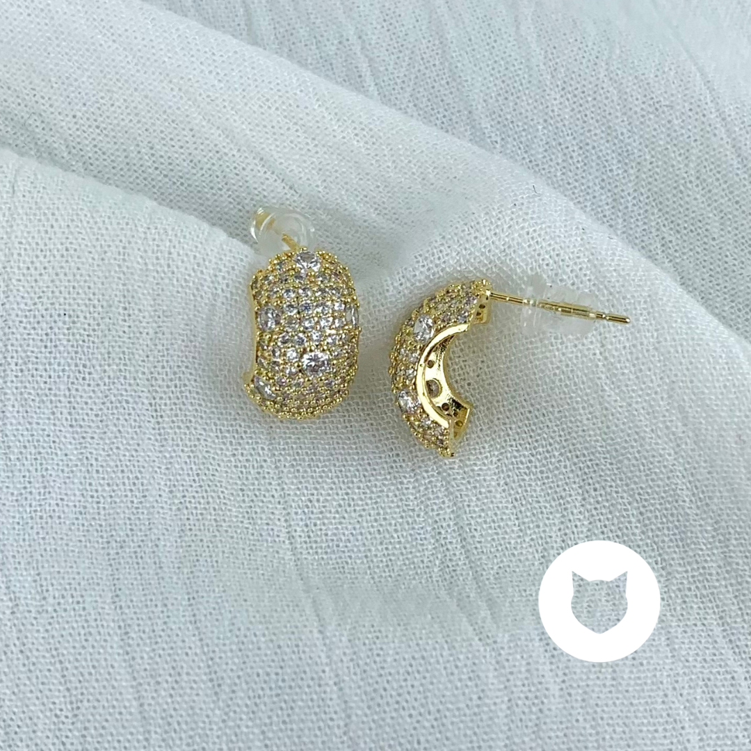 ARETES DE BAÑO DE ORO Y CRISTALES  AR2592G28