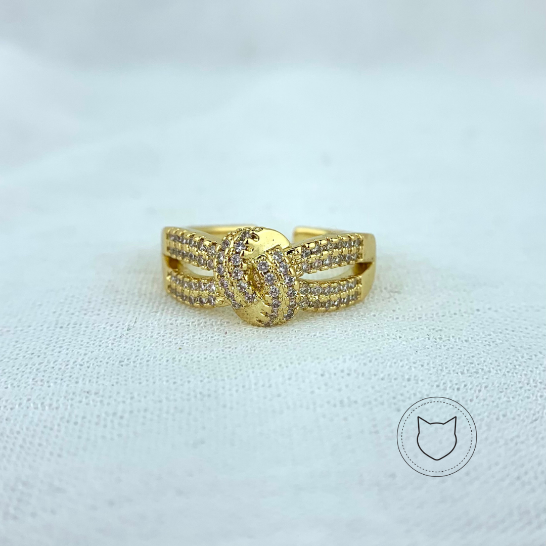ANILLO DE BAÑO DE ORO Y CRISTALES TALLA 8 AN2735G34
