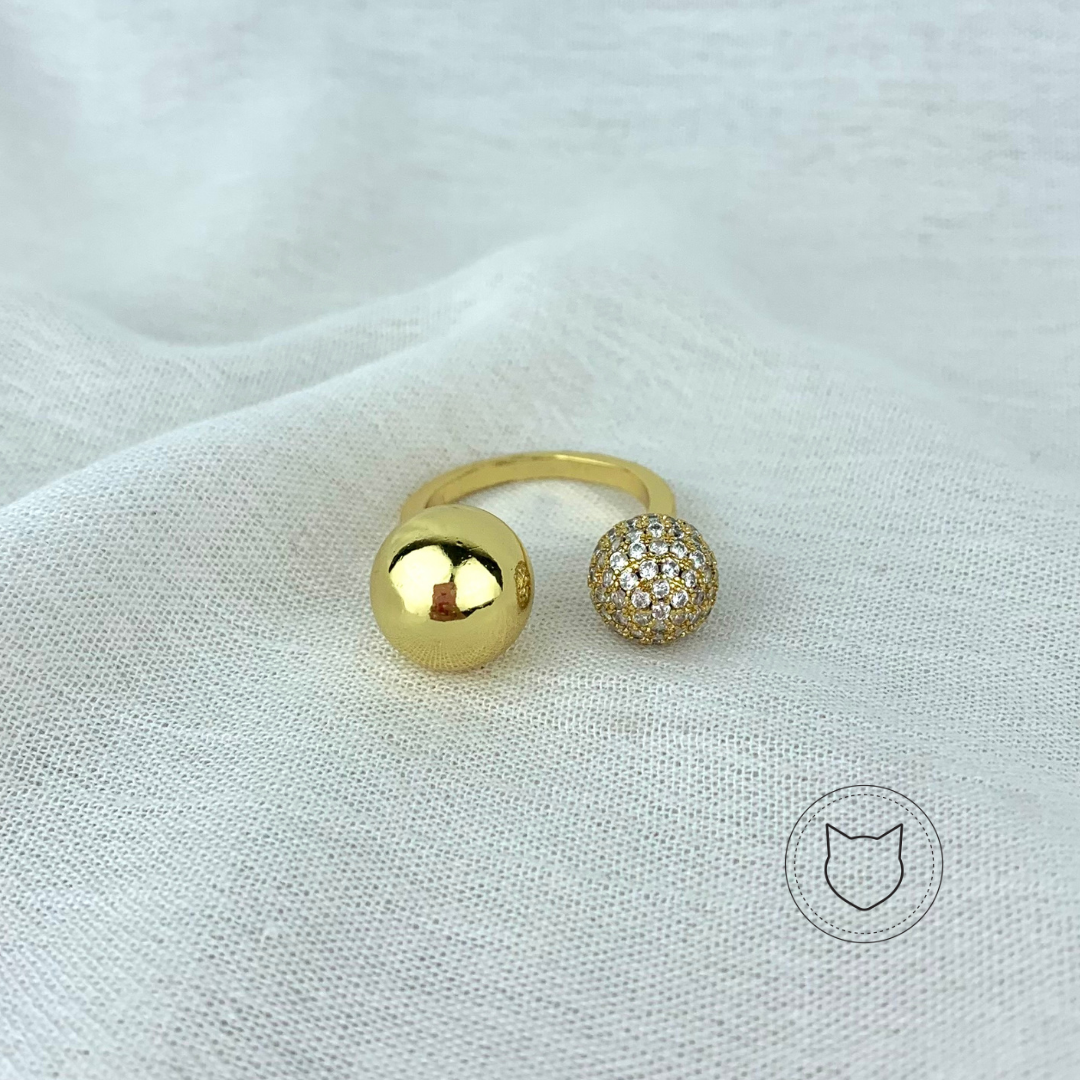 ANILLO DE BAÑO DE ORO Y CRISTALES TALLA 7 AN2483G30