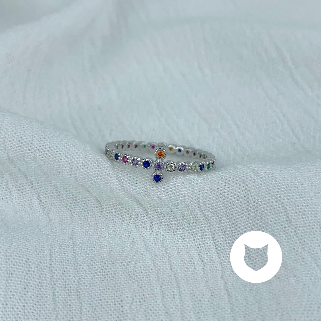 ANILLO DE PLATA 925 Y CRISTALES TALLA 6.5 AN3384L25