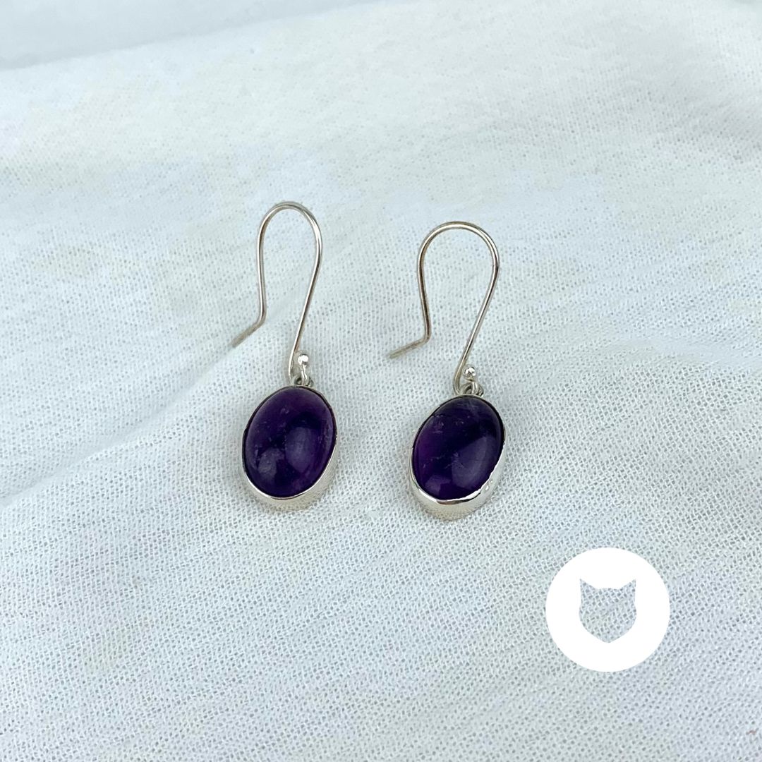 ARETES DE COLGAR DE PLATA 925 Y AMATISTA AR2495M35