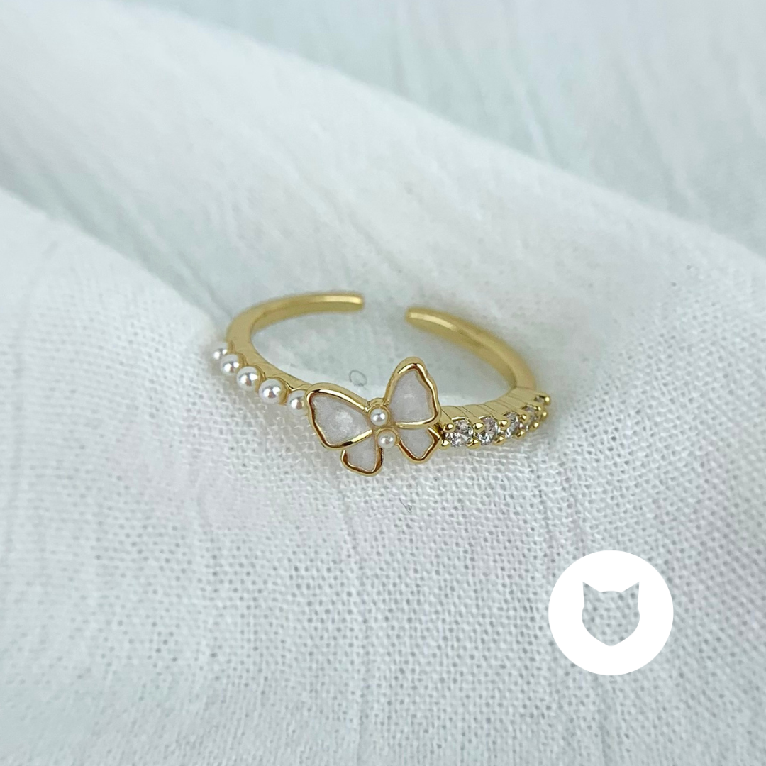 ANILLO DE BAÑO DE ORO Y CRISTALES  MARIPOSA AN3461G43