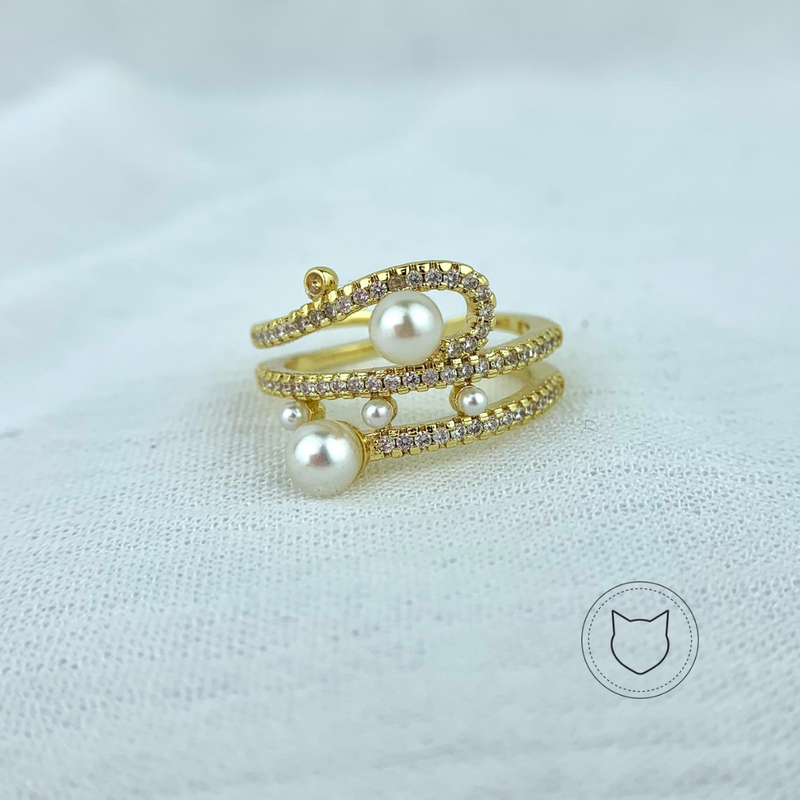 ANILLO DE BAÑO DE ORO Y CRISTALES TALLA 8 AN2733G32