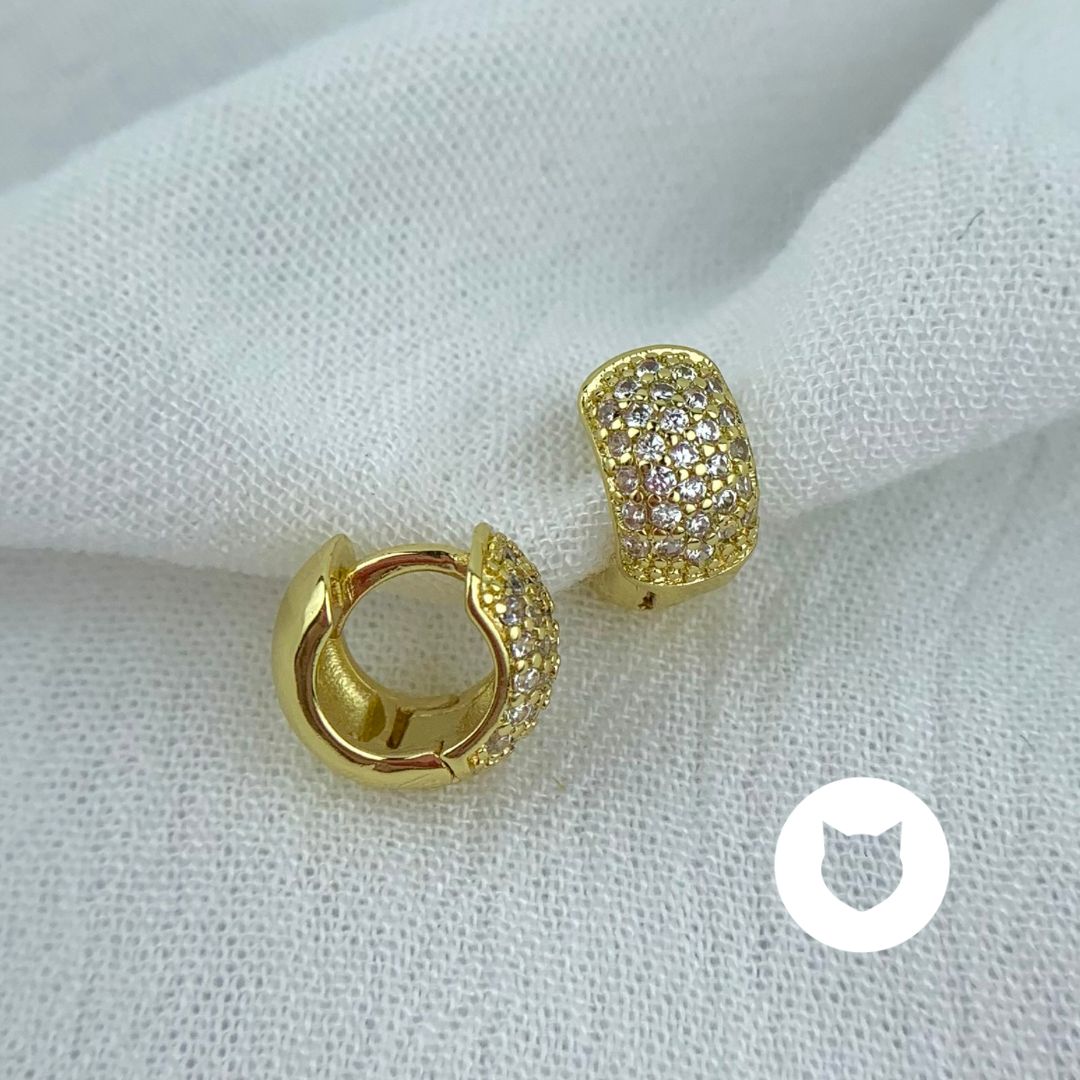 ARGOLLAS DE BRONCE CON BAÑO DE ORO Y CRISTALES  AG1493G30