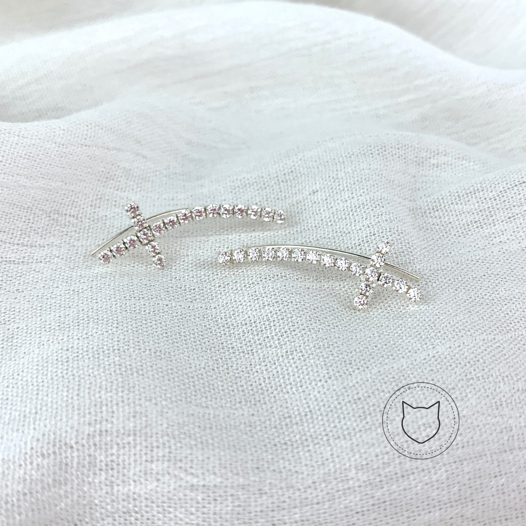 ARETES TREPADORES DE PLATA 925 Y CRISTALES AR1590M39