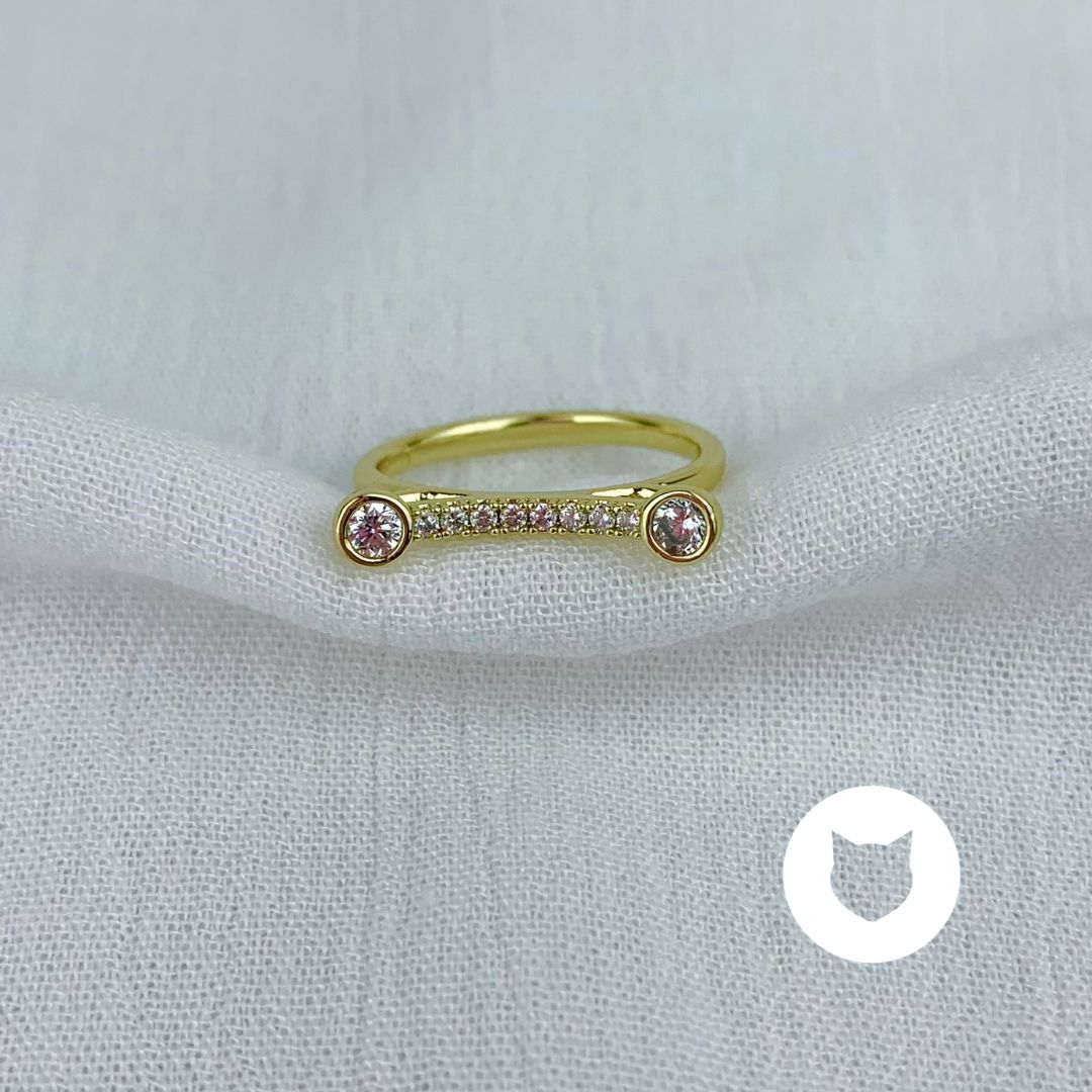 ANILLO DE BAÑO DE ORO Y CRISTALES TALLA 8  AN3397G33