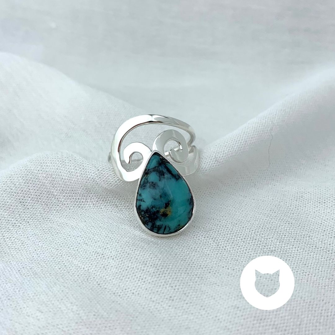 ANILLO DE PLATA 925,  TURQUESA TALLA AJUSTABLE AN3233M29