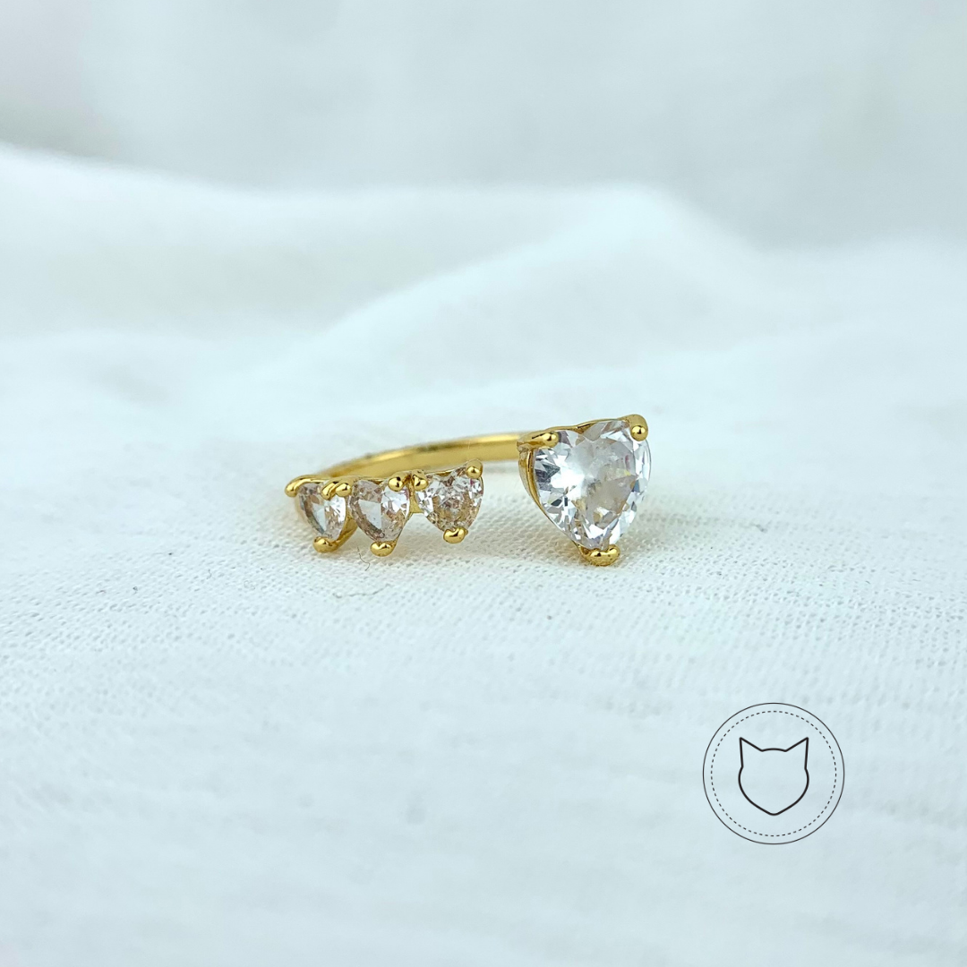 ANILLO DE BAÑO DE ORO Y CRISTALES TALLA 7 AN2680G37
