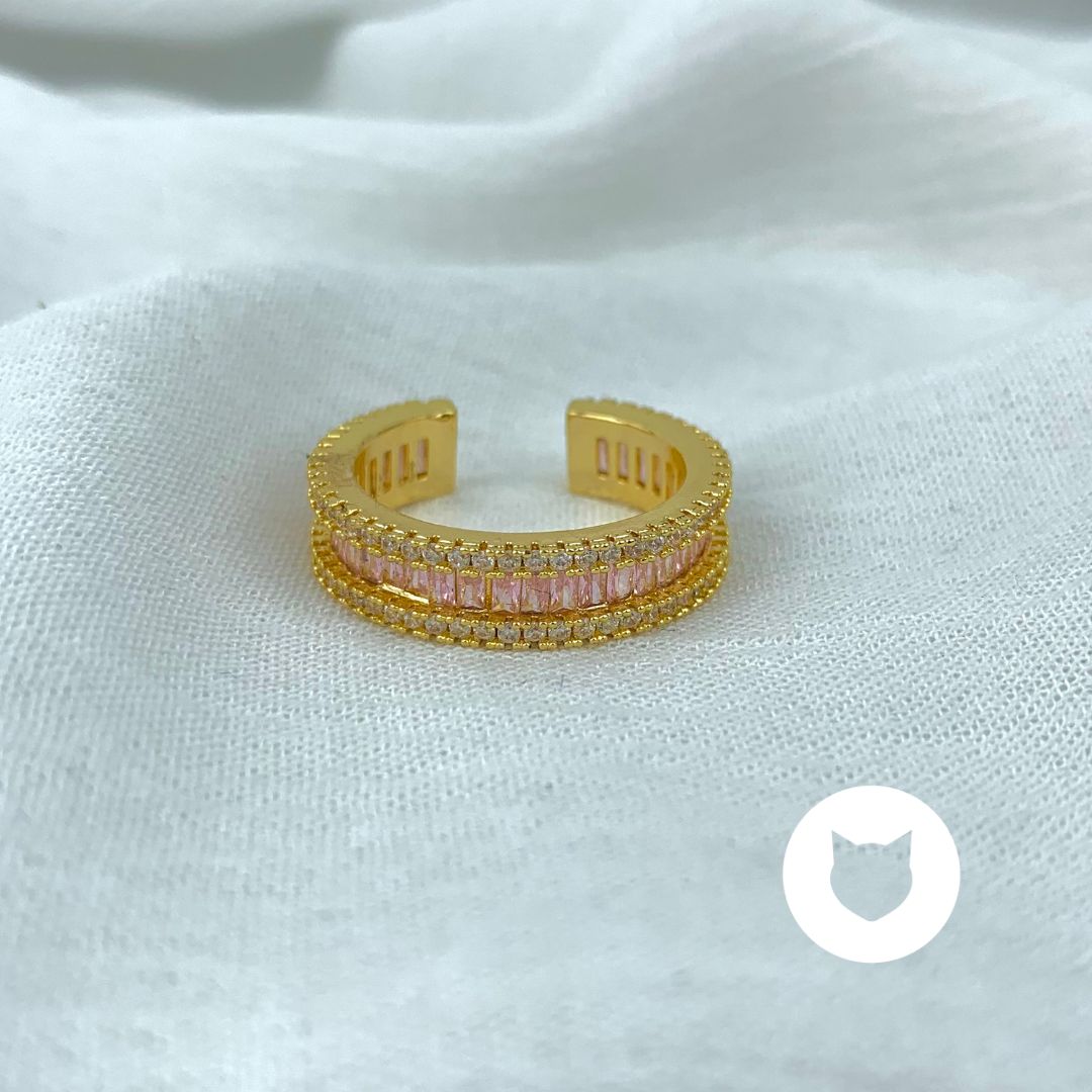 ANILLO DE BAÑO DE ORO Y CRISTALES TALLA AJUSTABLE AN3301G31