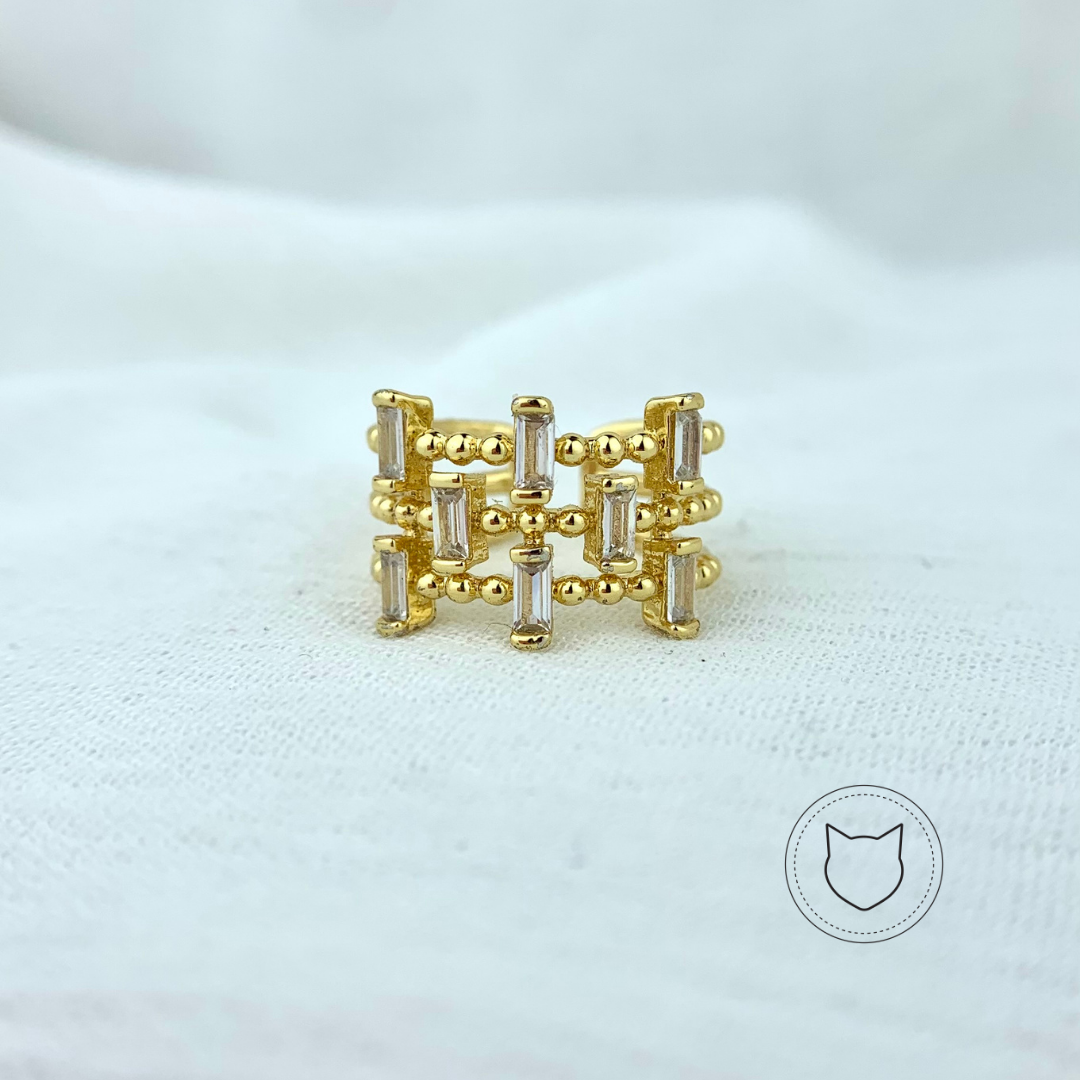ANILLO DE BAÑO DE ORO Y CRISTALES TALLA 6.5 AN2679G30
