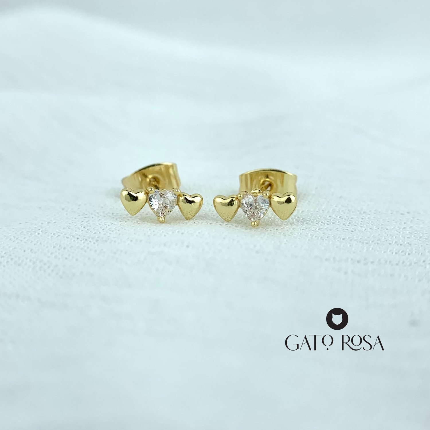 ARETES BAÑO DE ORO CORAZONES PEQUEÑOS AR2472G30
