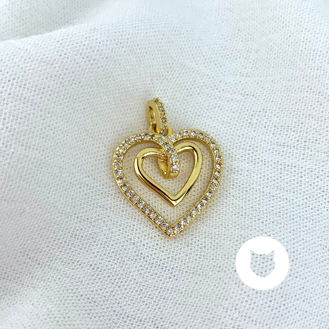 DIJE DE BAÑO DE ORO Y CRISTALES CORAZÓN DI0726G30