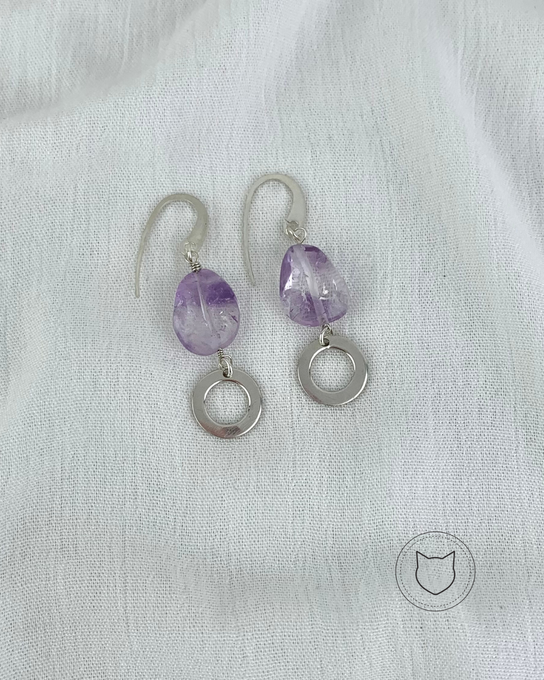 ARETES DE COLGAR DE PLATA 925 Y AMATISTA AR1803F65