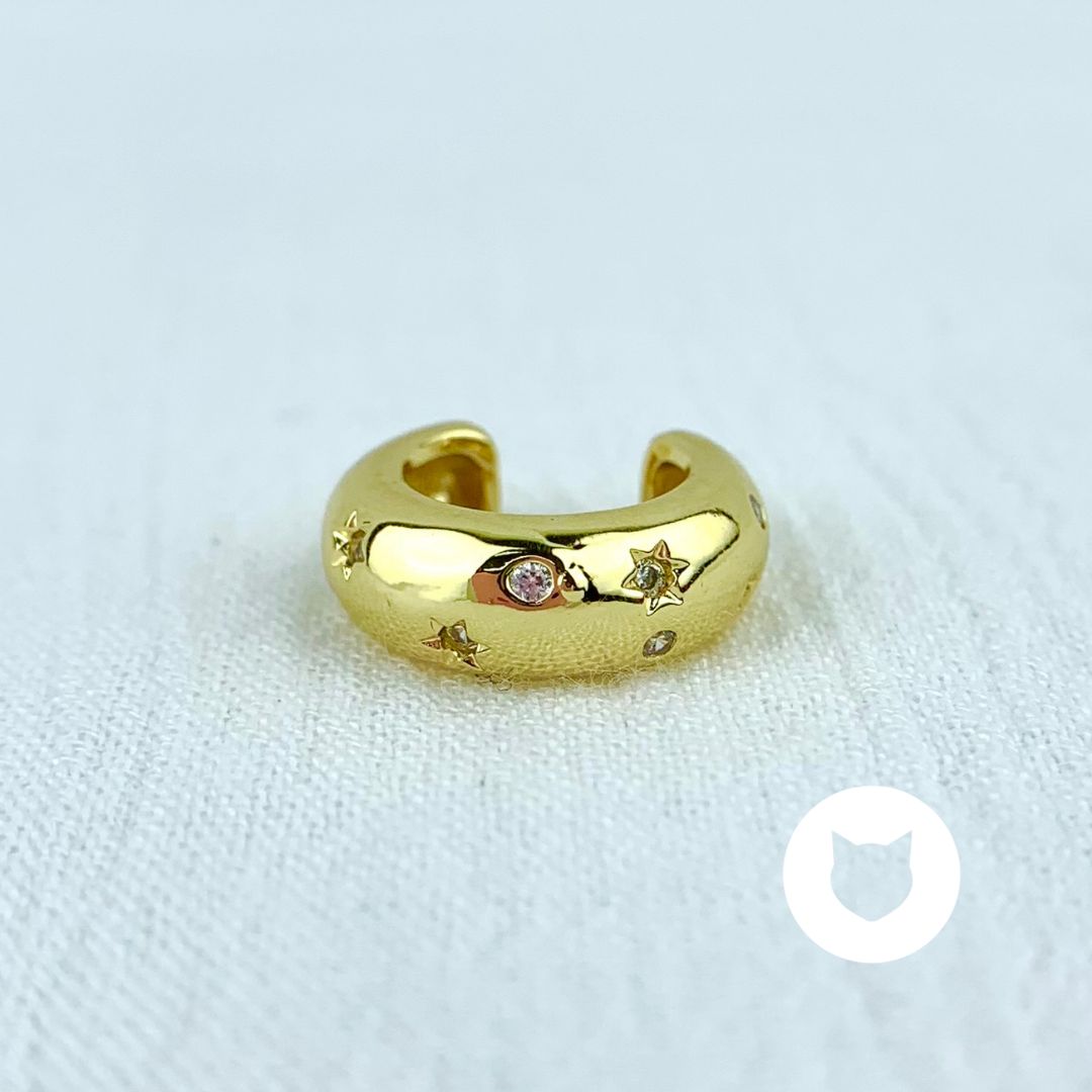 EARCUFF DE BAÑO DE ORO Y CRISTALES EA0656G36