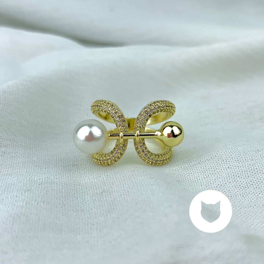 ANILLO DE BAÑO DE ORO Y CRISTALES TALLA AJUSTABLE AN3310G30