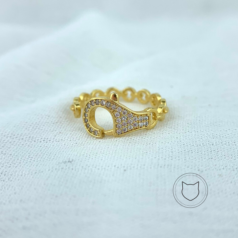 ANILLO DE BA?O DE ORO Y CRISTALES TALLA 7 AN2731G30