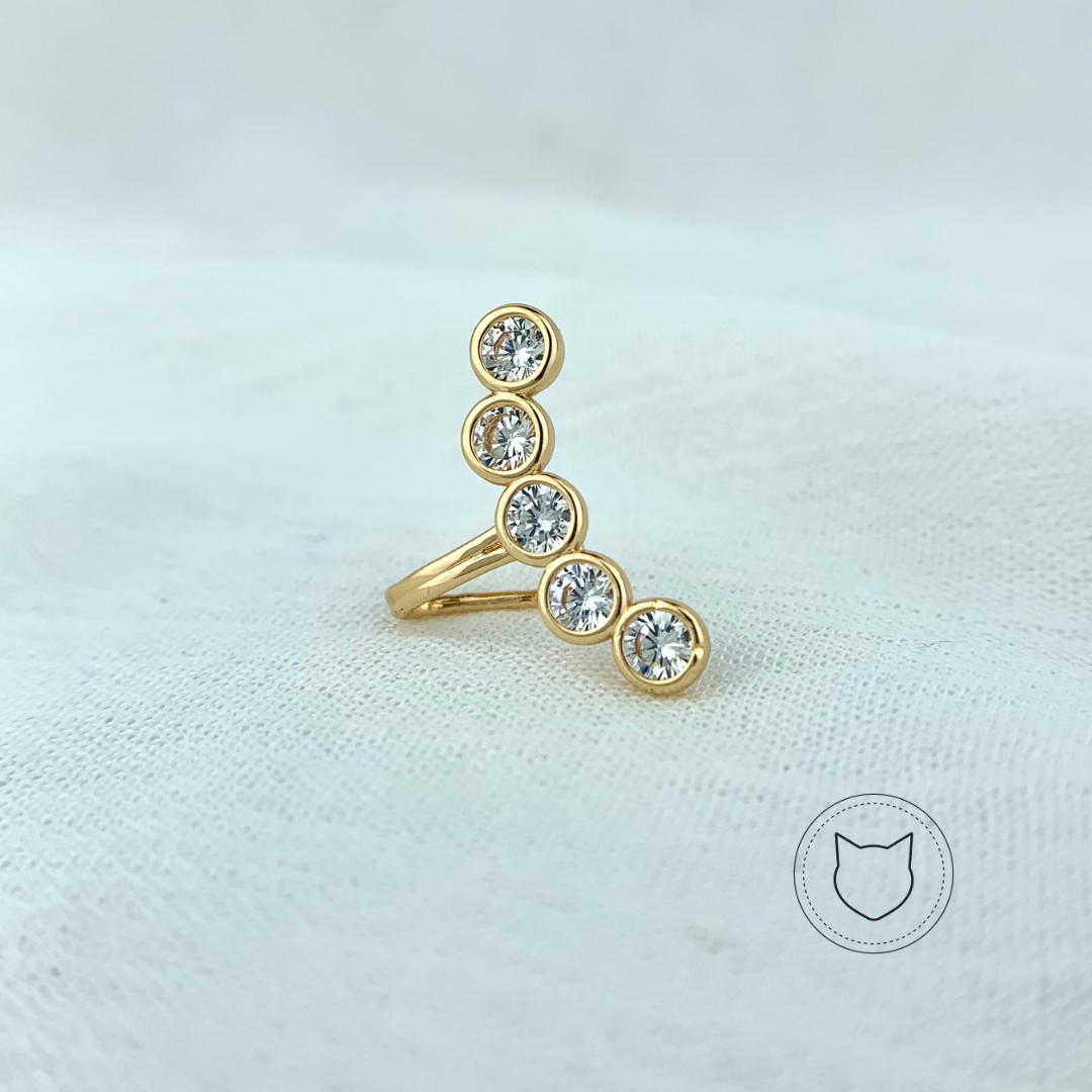EARCUFF DE BAÑO DE ORO Y CRISTALES EA0433G33