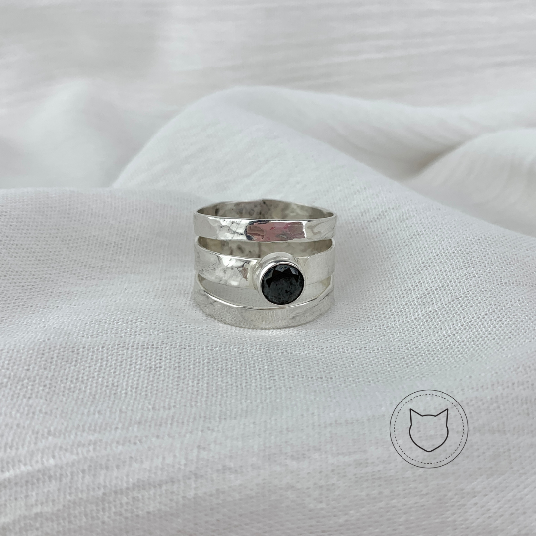 ANILLO DE PLATA 925 Y CRISTAL NEGRO TALLA 9.5 AN0173M