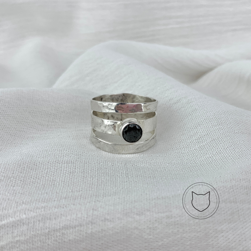 ANILLO DE PLATA 925 Y CRISTAL NEGRO TALLA 9.5 AN0173M