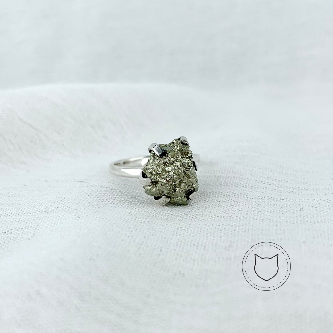 ANILLO DE PLATA 925 Y PIRITA TALLA AJUSTABLE AN1028M38