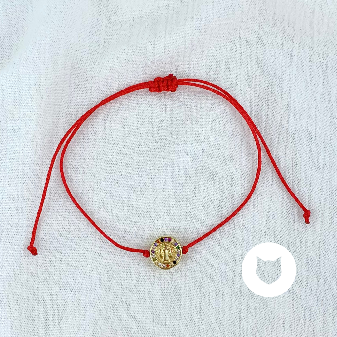 PULSERA DE HILO ROJO CON MEDALLA SAN BENITO PU1712F35