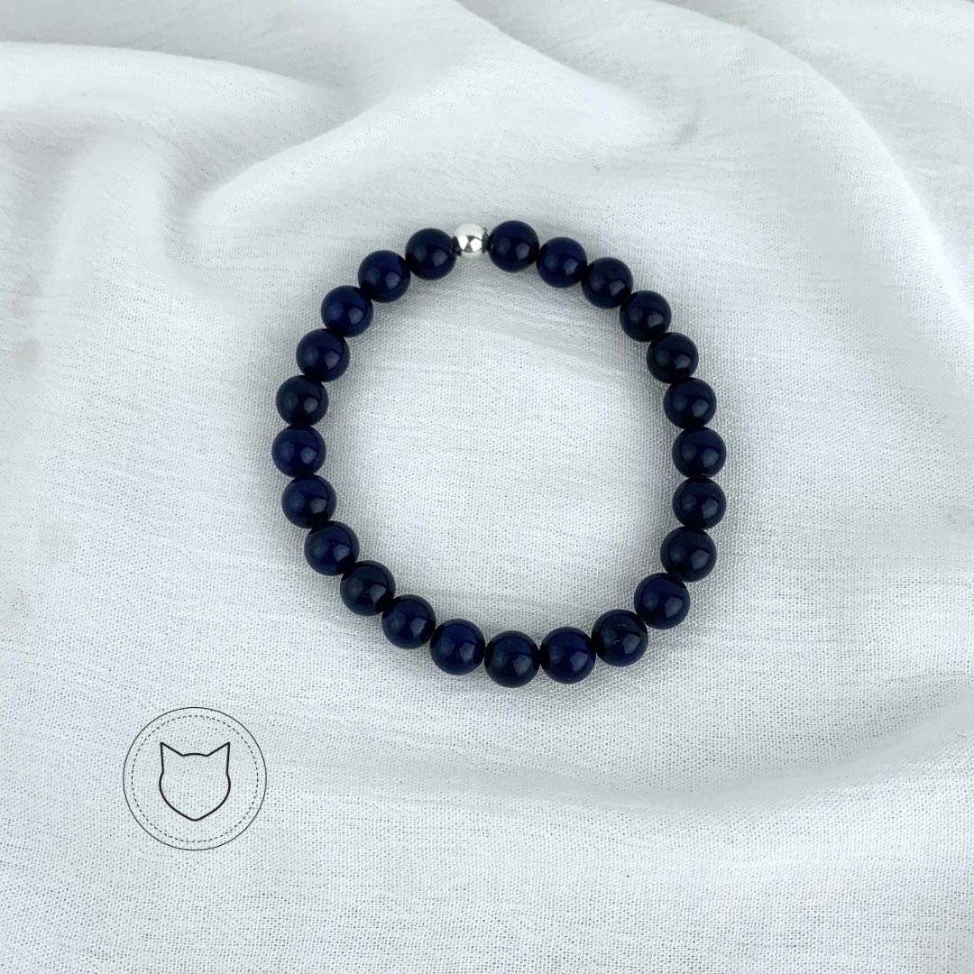 PULSERA ELÁSTICA DE PLATA 925 Y ÁGATA AZUL PU1541F35