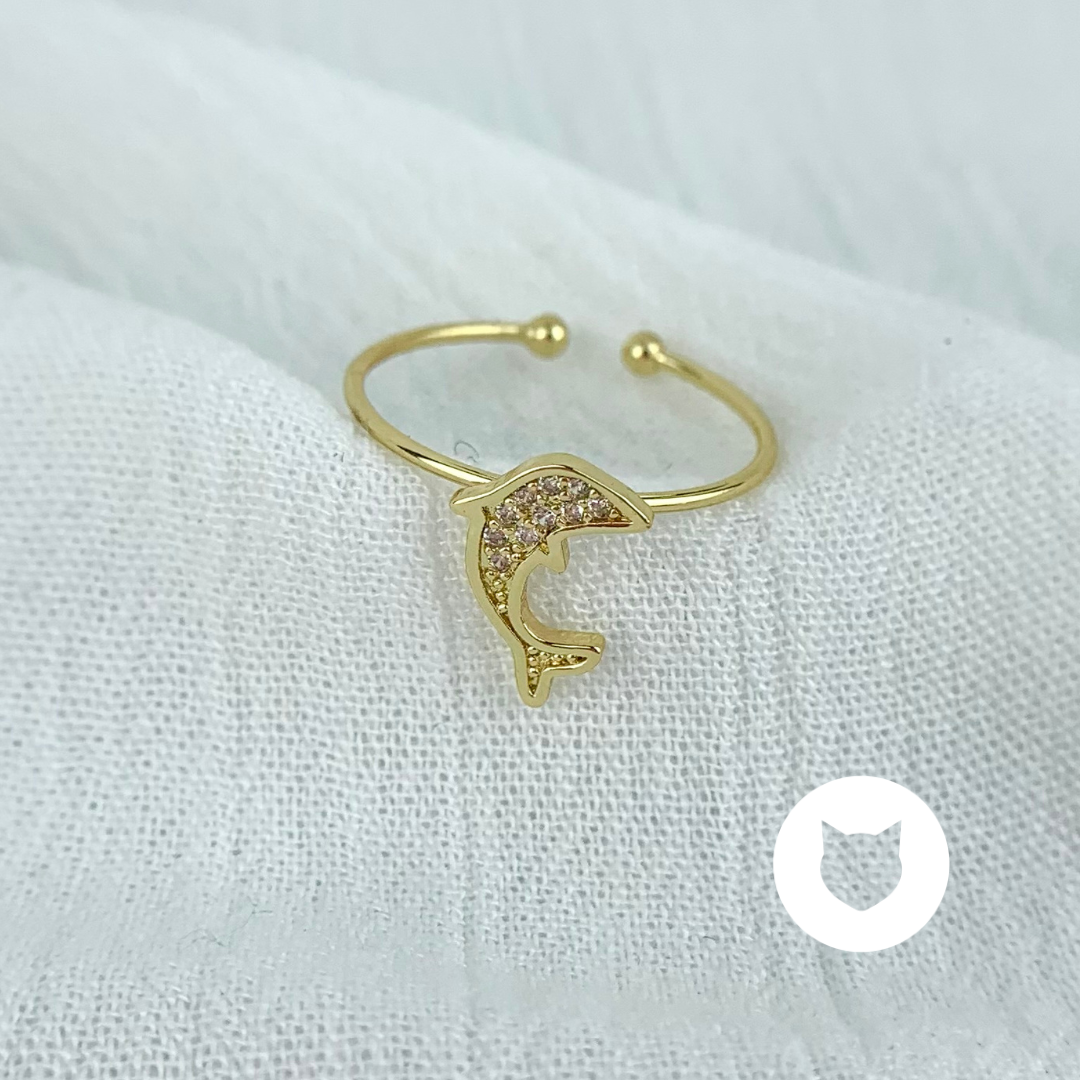 ANILLO DE BAÑO DE ORO Y CRISTALES DELFÍN AN3465G36