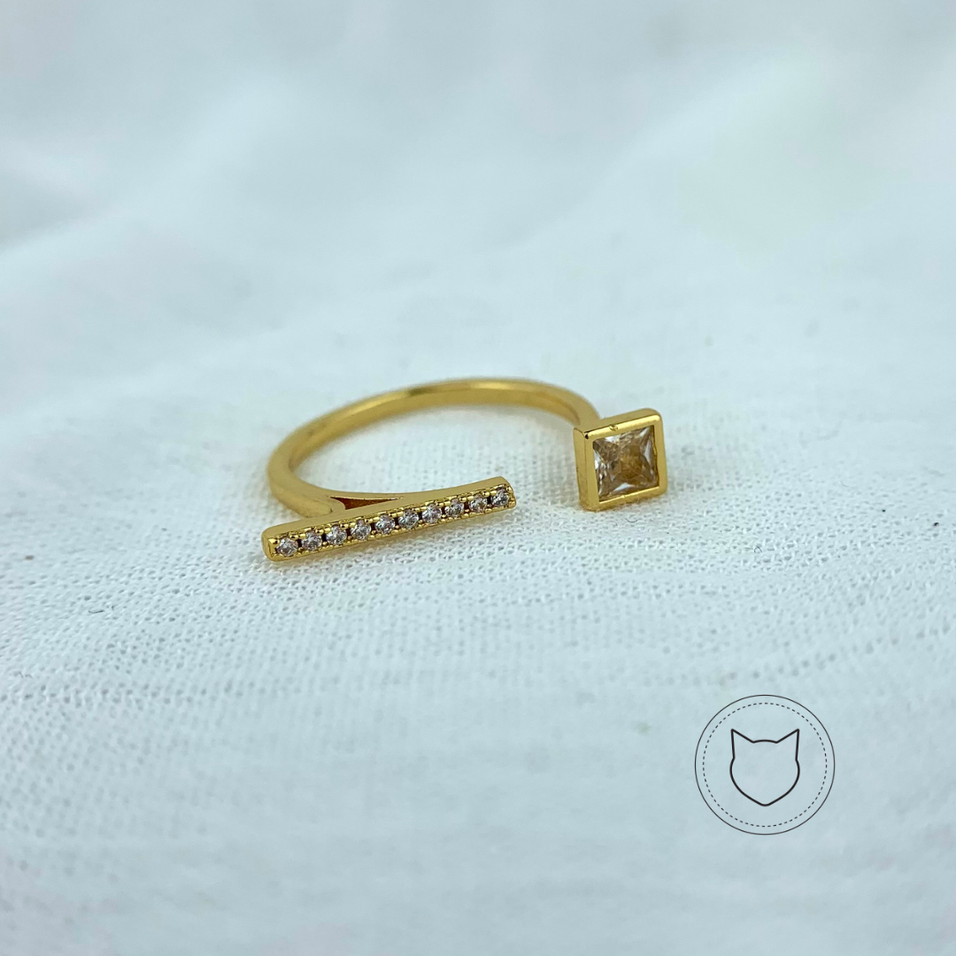 ANILLO DE BAÑO DE ORO Y CRISTALES TALLA 7 AN2760G30