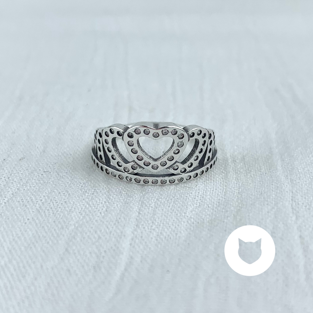 ANILLO DE PLATA 925 Y CRISTALES  CORONA TALLA 7 AN3434L22