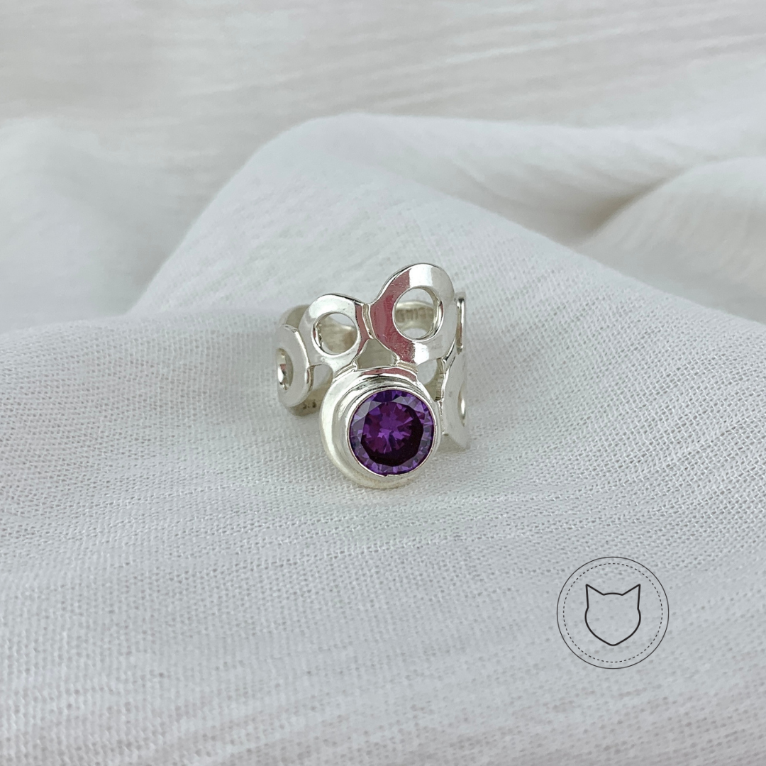 ANILLO DE PLATA 925 Y CRISTAL MORADO AN0223M