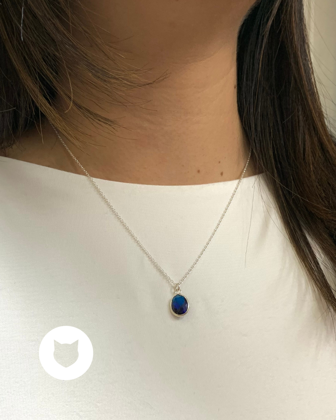 COLLAR DE PLATA 925 Y CRISTAL AZUL CO1603F27